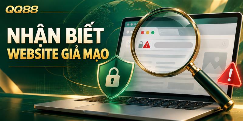Minh hoạ nhận biết website giả mạo QQ88 trước khi đăng nhập